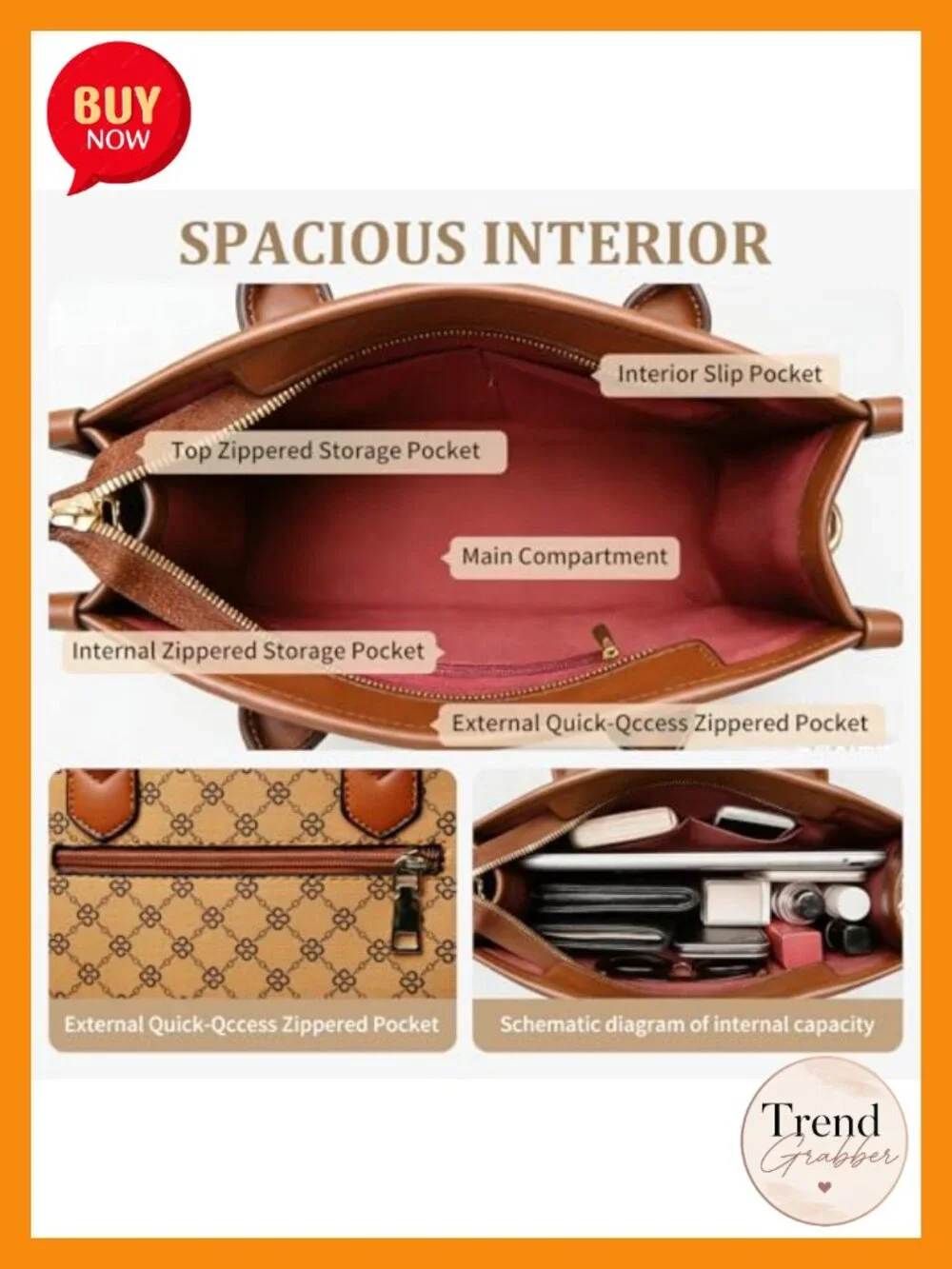 Women Satchel Handbag PU Leather Shoulder Tote 3 Piece Set